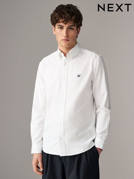 White Slim Fit Long Sleeve Oxford Shirt (AC2634) | € 39