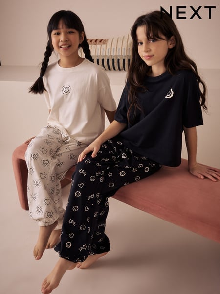 Black/Ecru Joggers Pyjamas 2 Pack (3-16yrs) (AC2707) | € 26 - € 34