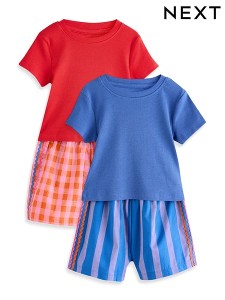 Blue/Orange Woven Bottom Short Pyjamas 2 Pack (3-16yrs) (AC2716) | € 31 - € 41