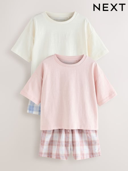Pink/Blue Woven Bottom Short Pyjamas 2 Pack (3-16yrs) (AC2718) | € 31 - € 41