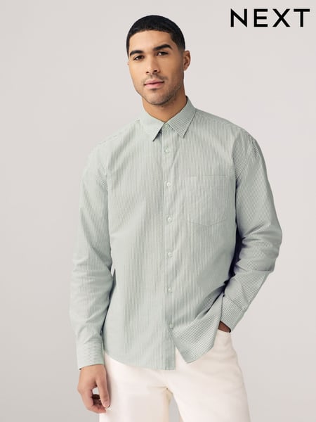 Green Stripe Long Sleeve Oxford 100% Cotton Shirt (AC2745) | € 42