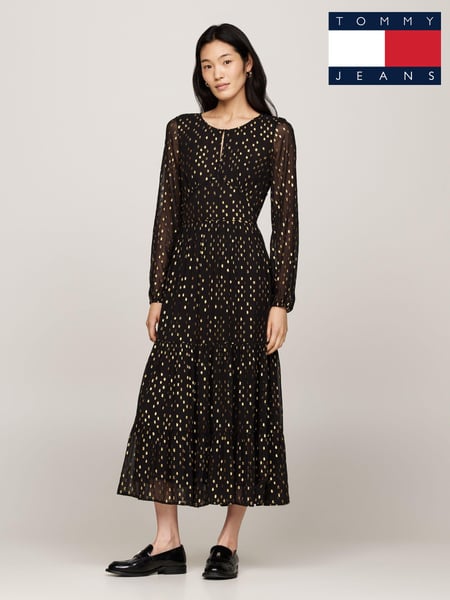 Tommy Hilfiger Black Fil Coupe Sparkle Maxi Dress (AC2925) | € 164