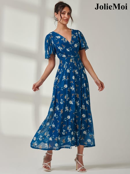 Jolie Moi Green Evelyn Angel Sleeve Mesh Maxi Dress (AC4374) | € 123