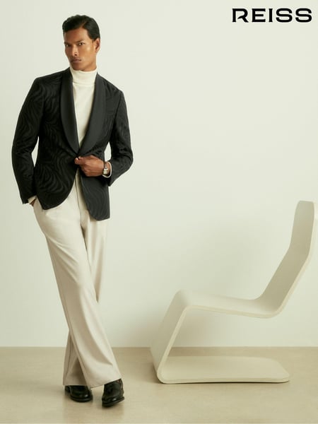Reiss Black Wilder Wool-Blend Jacquard Tuxedo Jacket (AC4786) | € 702