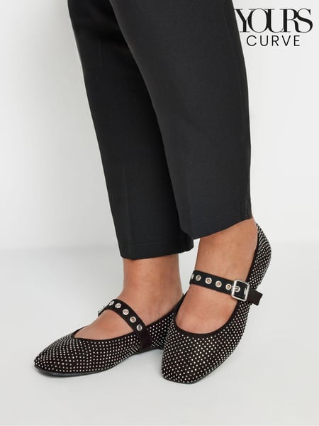 Yours Curve Black Mary Jane Extra Wide Fit Diamante Shoes (AC4857) | € 53