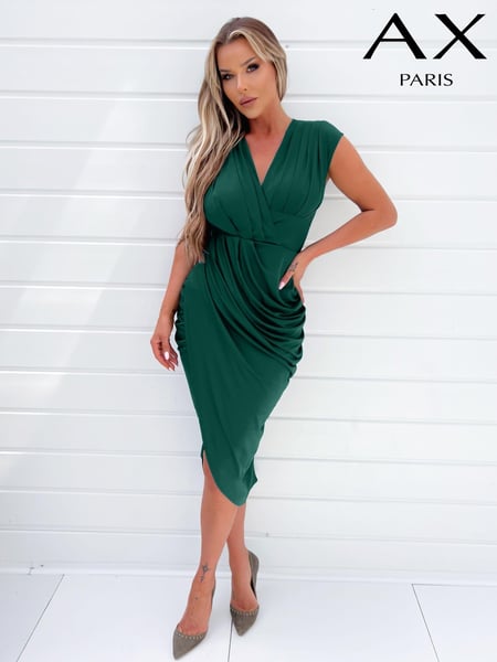 AX Paris Green Wrap Draped Midi Dress (AC4895) | € 35