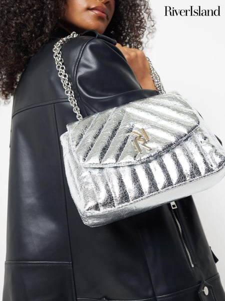 River Island Silver Small Soft Quilted Shoulder Bag (AC5992) | € 28