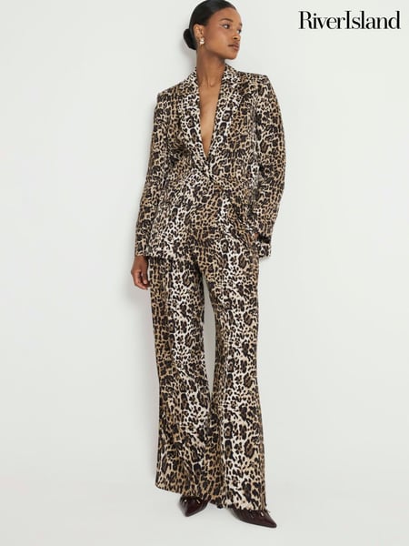 River Island Brown Leopard Oversize Blazer (AC6382) | € 101