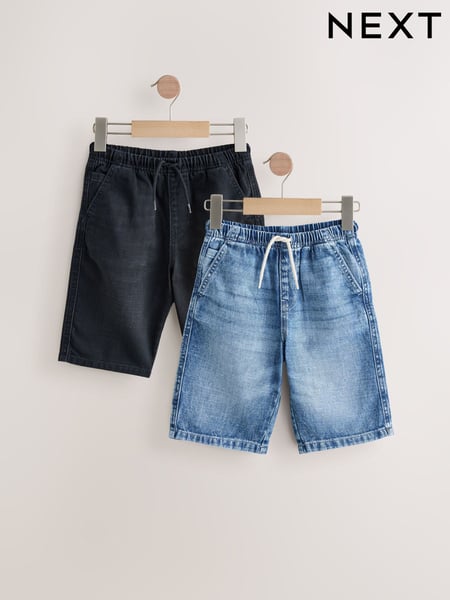 Mid Blue/Black Bermuda Pull On Denim Shorts 2 Pack (3-16yrs) (AC6401) | € 31 - € 45