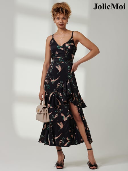 Jolie Moi Black Suzannah Sleeveless Satin Maxi Dress (AC6920) | € 42