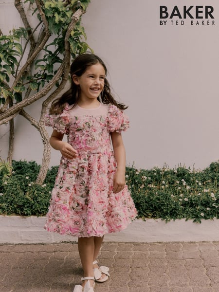 Baker by Ted Baker Pink All Over 3D Floral Print Textured Dress (AC7120) | € 90 - € 101