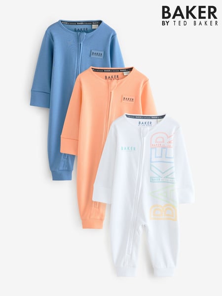 Baker by Ted Baker 100% Cotton Sleepsuits 3 Pack (AC7135) | € 59 - € 64