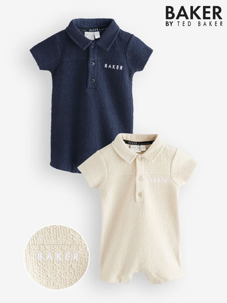 Baker by Ted Baker Navy/Stone Textured Rompers 2 Pack (AC7143) | € 66 - € 70