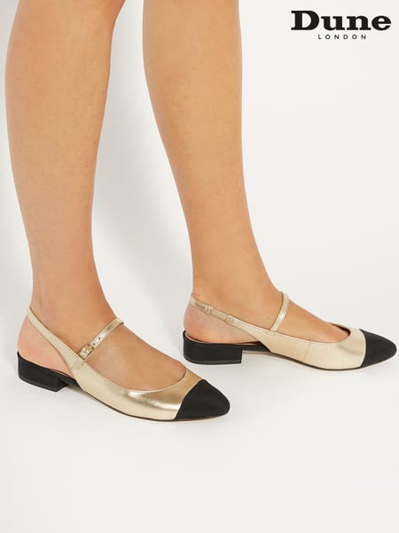 Dune London Gold Hayes Toe Cap Sling Round Toe Mary Jane Pumps (AC7405) | € 53