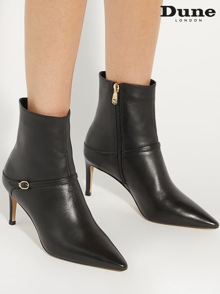 Dune London Black Olene Pointed Buckle Ankle Boots (AC7413) | € 125