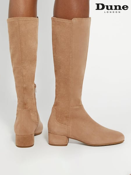 Dune London Brown Standard Fit Tayla Smart Stretch High Leg Boots (AC7415) | € 248