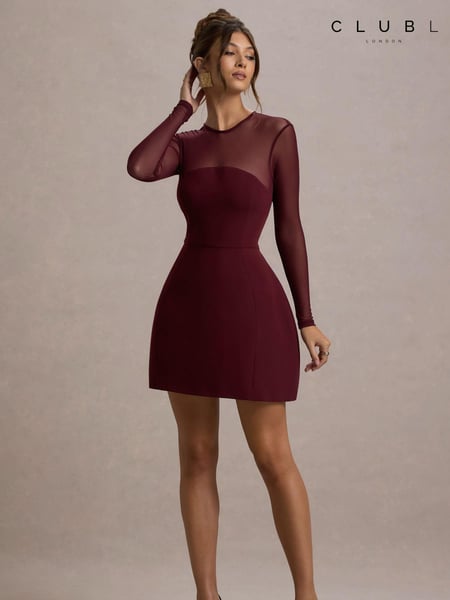 Club L London Red Austen Mesh Long-Sleeve Mini Dress (AC7754) | € 66