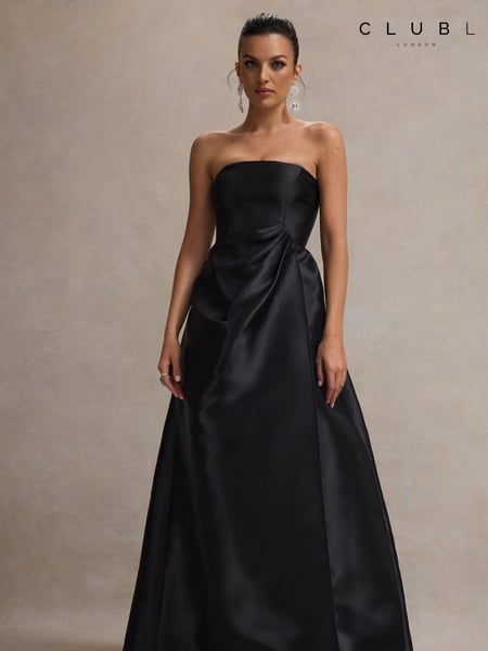 Club L London Black Universe Bandeau Puff-Skirt Split Maxi Dress (AC7759) | € 140