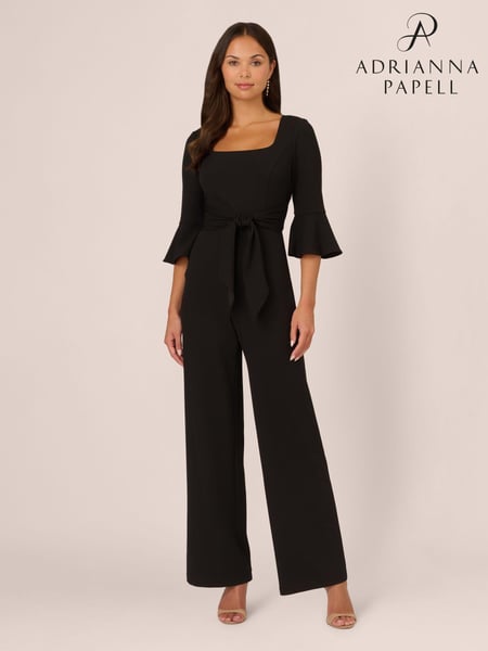 Adrianna Papell Knit Crepe Tie Front Jumpsuit (AC8262) | € 264