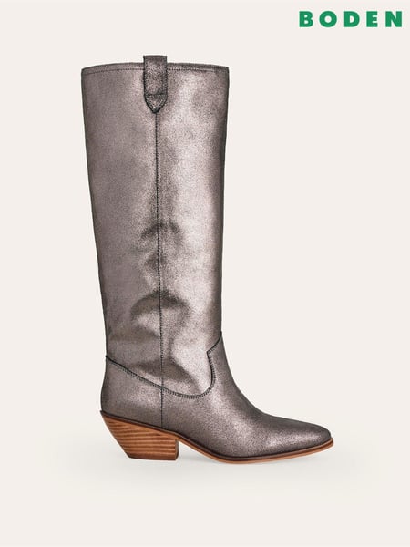 Boden Silver Western Knee High Boots (AC8441) | € 181