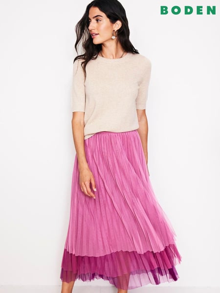 Boden Red Tulle Tiered Maxi Skirt (AC8552) | € 74