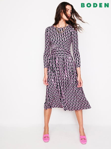 Boden Pink Thea Long Sleeve Jersey Dress (AC8693) | € 68