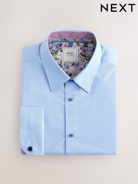 Blue Regular Fit Trimmed Easy Care Double Cuff Shirt (AC8815) | € 48