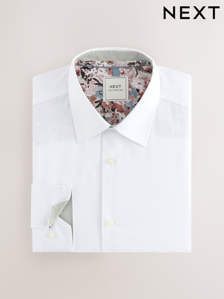 White Slim Fit Easy Care Textured Trimmed Shirt (AC8835) | € 48
