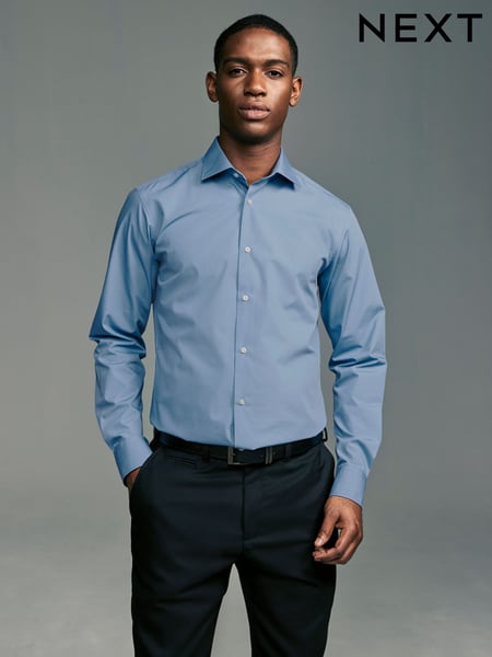 Cornflower Blue Slim Fit Easy Care Single Cuff Smart Shirt (AC8979) | € 33