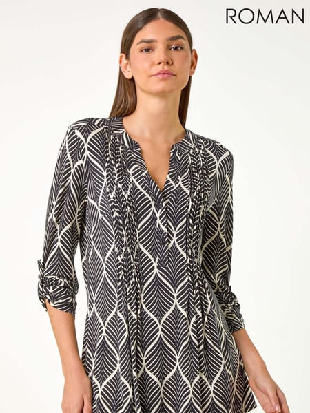 Roman White/Black Abstract Geo Print Blouse (AC9402) | € 55