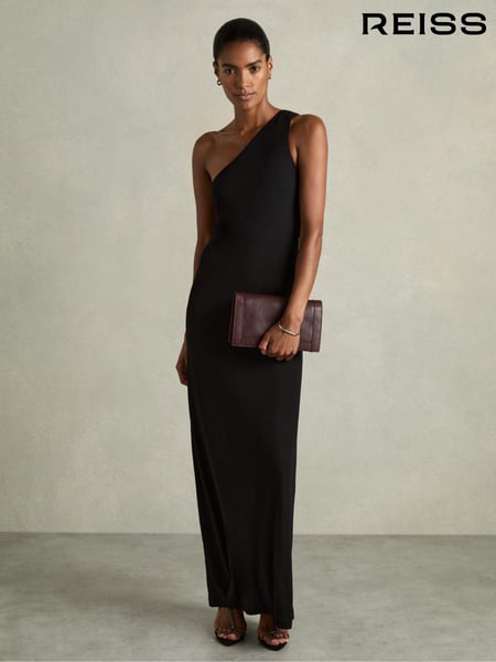 Reiss Black Morgaine One-Shoulder Jersey Maxi Dress (AD0115) | € 246