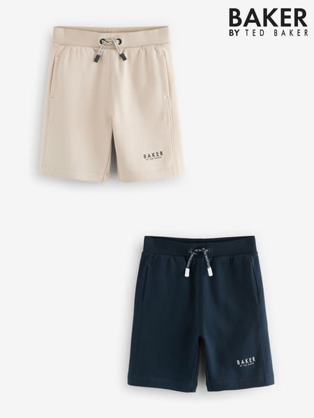 Baker by Ted Baker Ecru/Navy 100% Cotton Shorts 2 Pack (AD0654) | € 47 - € 58