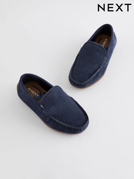 Navy Blue Wide Fit (G) Suede Slip-Ons Loafers Shoes (AD1412) | € 37 - € 43