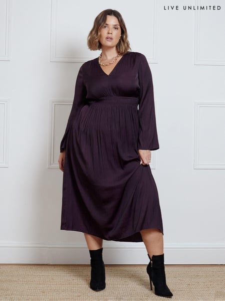 Live Unlimited Aubergine Pleated Midi Dress (AD2460) | € 107