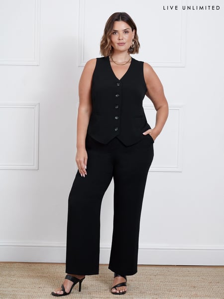 Live Unlimited Black Curve Button Detail Wide Leg Trousers (AD2471) | € 61