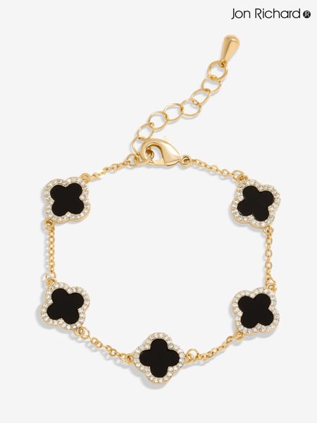 Jon Richard Gold Tone Jet Enamel Clover Bracelet (AD2849) | € 44