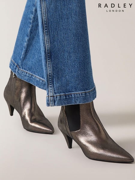 Radley London Metallic Silver Point Street Cone Heeled Booties (AD4349) | € 116
