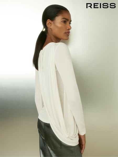 Reiss Ivory Ellie Draped-Jersey Top (AD4994) | € 184