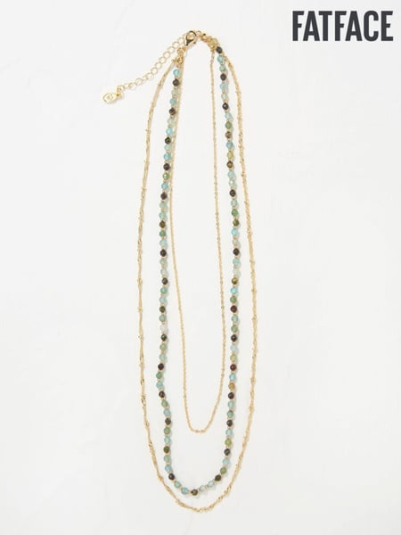 FatFace Gold Tone Triple Layered Gem Necklace (AD5267) | € 26