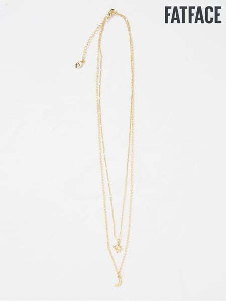 FatFace Gold Tone Star and Moon Layered Necklace (AD5274) | € 26