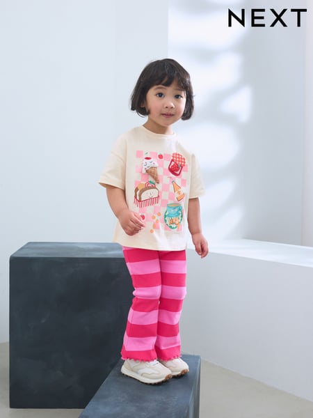 Pink Padded Picnic Characters Short Sleeve T-Shirt and Flare Leggings Set (3mths-7yrs) (AD5474) | € 17 - € 23