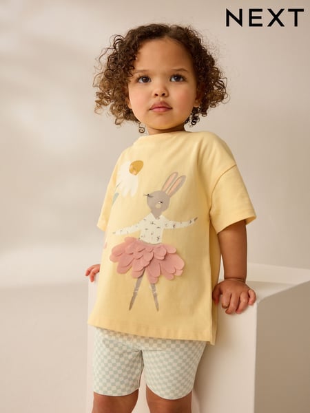 Yellow Pretty Bunny Short Sleeve T-Shirt and Cycle Shorts Set (3mths-7yrs) (AD5475) | € 14 - € 20