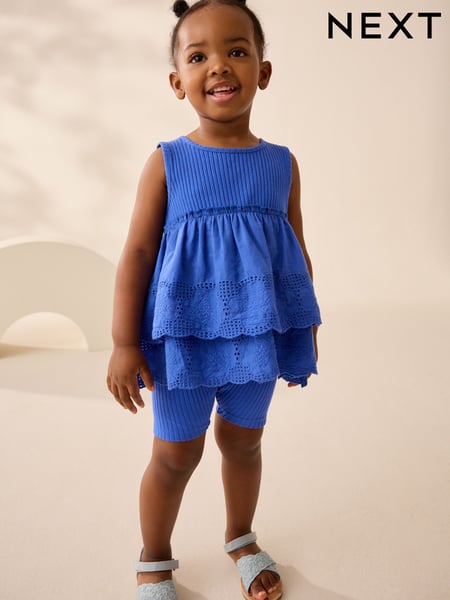 Blue Broderie Vest and Cycle Shorts Set (3mths-7yrs) (AD5484) | € 17 - € 23