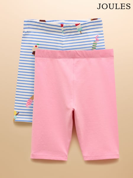 Joules Cartwheel Blue/Pink Pack Of Two Cotton Stretch Cycling Shorts (AD5613) | € 22 - € 25