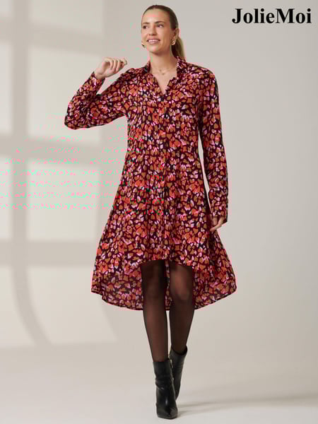Jolie Moi Red Abstract Print Oversized Shirt Dress (AD6838) | € 35