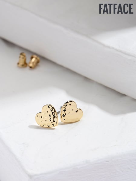 FatFace Gold Tone Hammered Heart Stud Earrings (AD6862) | € 16