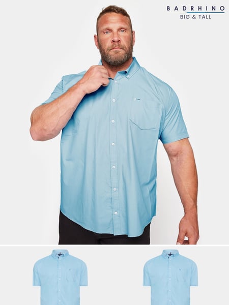 BadRhino Big & Tall Blue 100% Cotton Short Sleeve Oxford Shirts 2 Pack (AD7352) | € 70