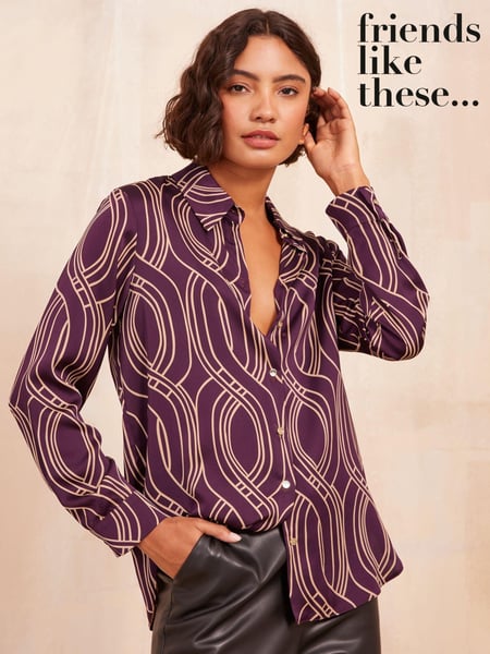 Friends Like These Burgundy Petite Satin Long Sleeve Button Through Shirt (AD7482) | € 31