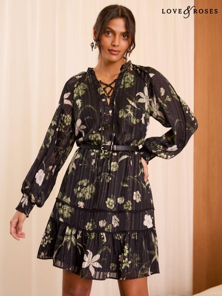 Love & Roses Black Floral Mini Dress (AD7513) | € 46