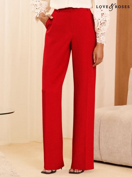 Love & Roses Red High Waist Wide Leg Tailored Trousers (AD7853) | € 31